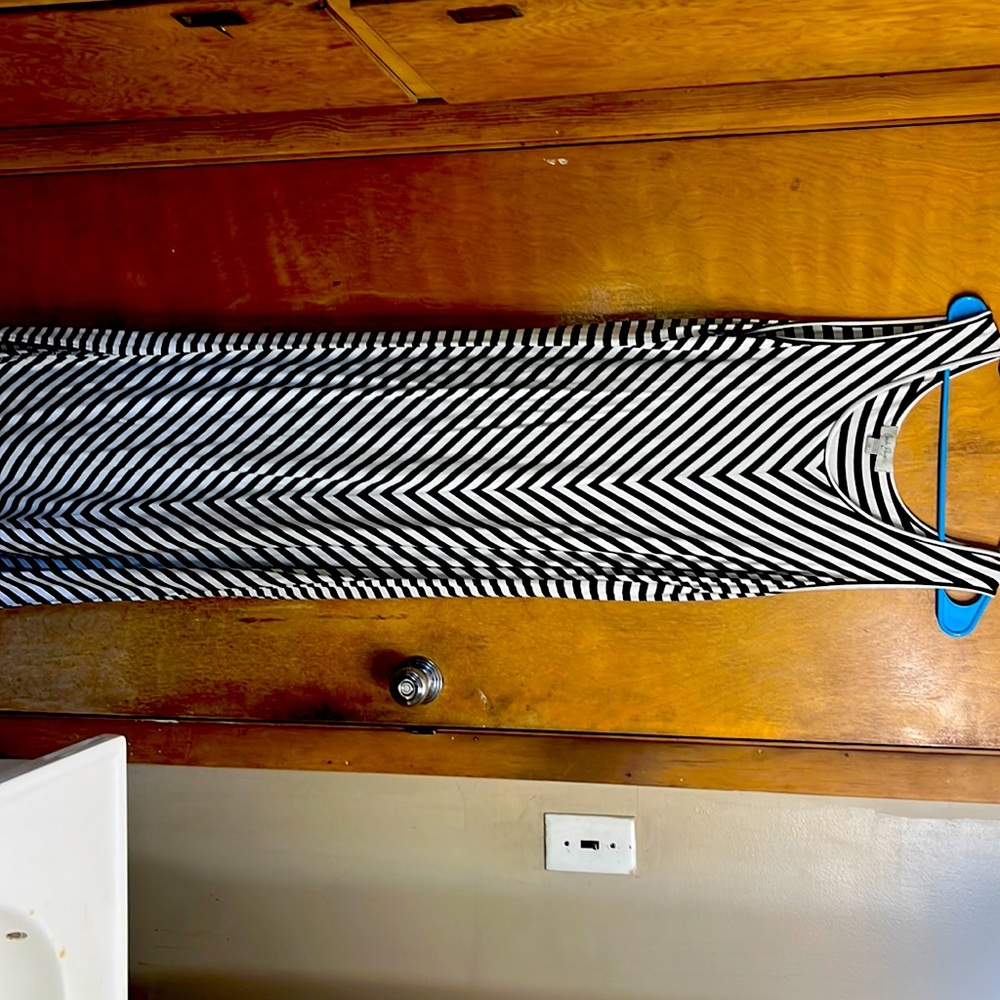 Black and white striped dress